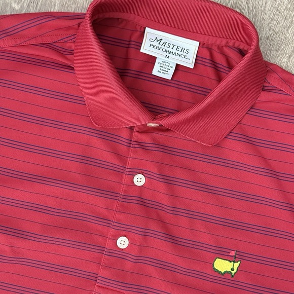 Masters Other - Masters Performance Short Sleeve Polo Men's Medium Red Blue Striped Stretch